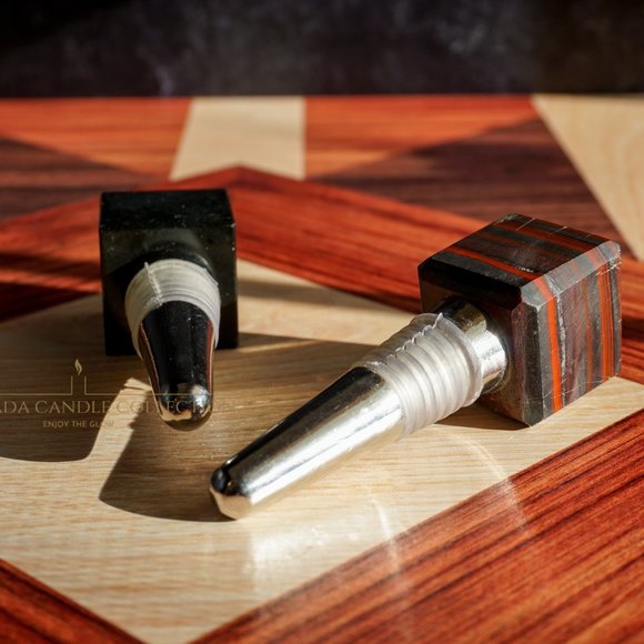 Gemstone Cube Bottle Stoppers - Brecciated Jasper - Picture 3 of 4